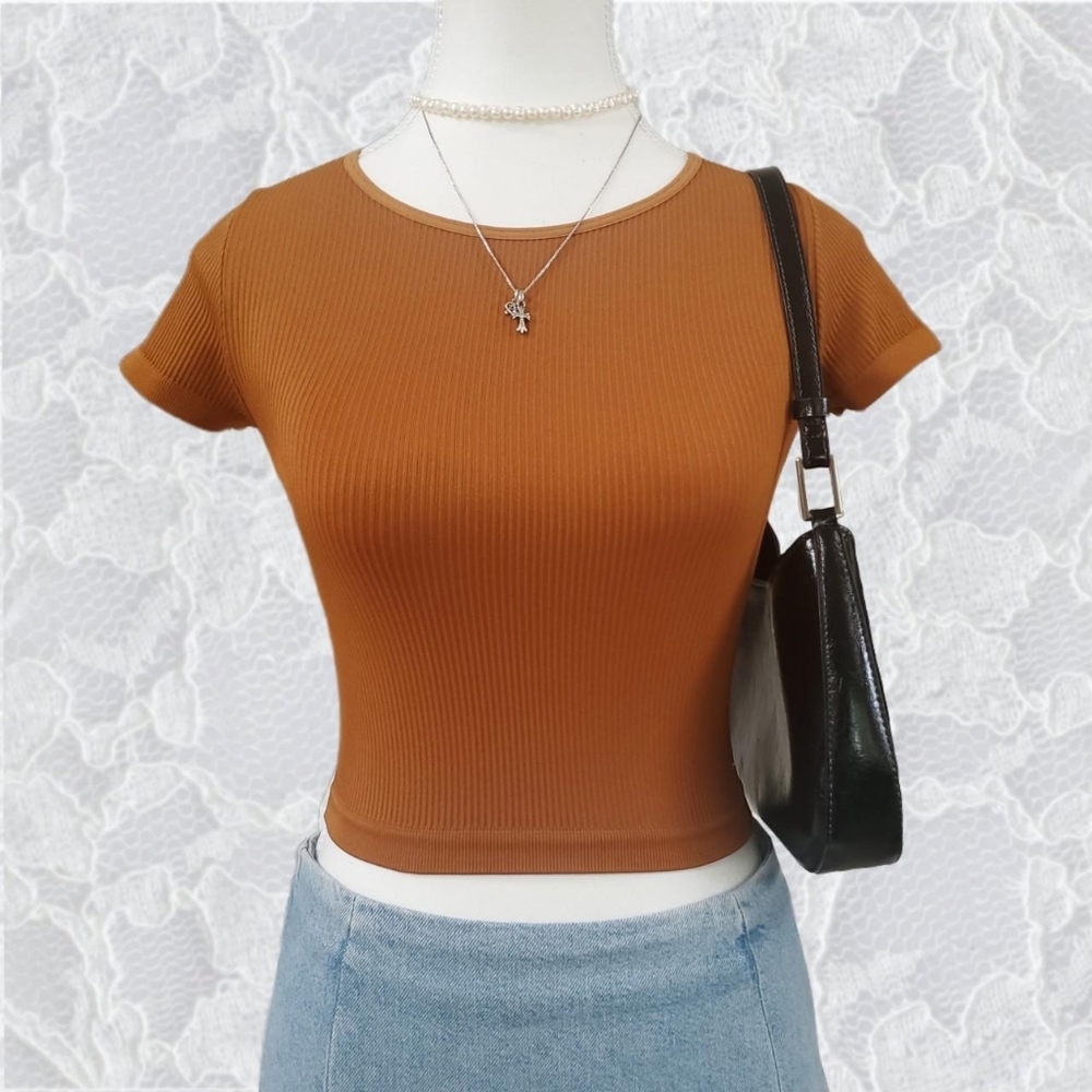 Urban Outfitters Brown Baby Tee Everyday Seamless Ribbed  (crop top) XS/S